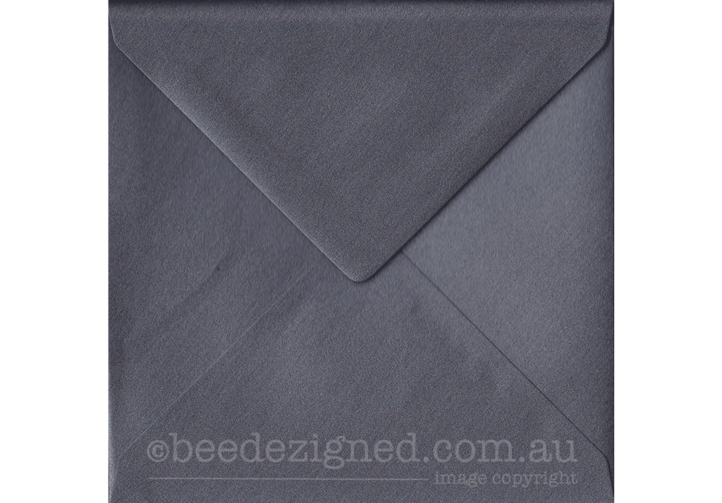 Square Envelopes Stardream Metallic Coal 130mm 120gsm : Banker Lick Stick